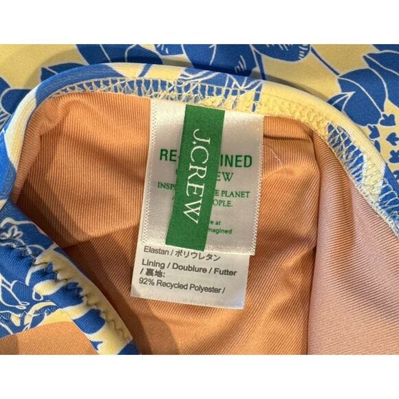J. Crew Blue Floral Swimsuit Size 10 Ruched V Neck One Piece Full Coverage Boho - Picture 7 of 9
